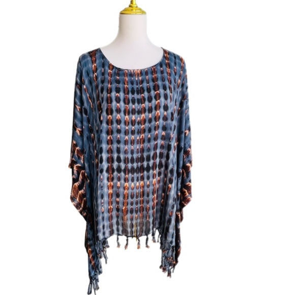 0094/ Oversized  Dark Grey Tie Dye Poncho - Picture 8 of 8